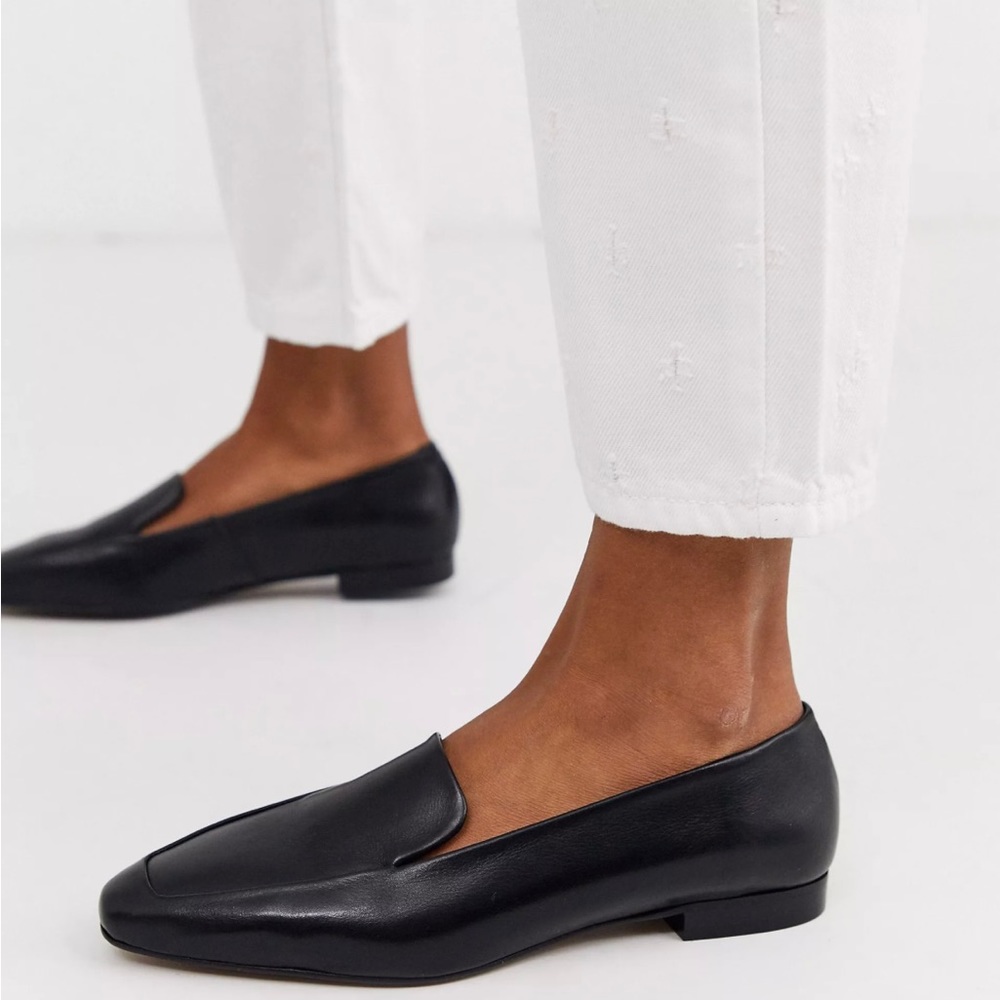 Depp black soft leather flat shoes